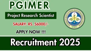 PGIMER Project Research Scientist Recruitment 2025 - Apply Offline PGIMER Project Research Scientist Recruitment 2025 - Apply Offline