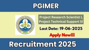 PGIMER Recruitment 2025 - Apply Offline for Project Research Scientist I, Project Technical Support III Posts PGIMER Recruitment 2025 - Apply Offline for Project Research Scientist I, Project Technical Support III Posts