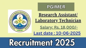 PGIMER Research Assistant/ Laboratory Technician Recruitment 2025 - Apply Offline