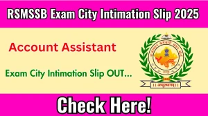 RSMSSB Account Assistant Exam City Intimation Slip 2025 OUT Download Link rsmssb.rajasthan.gov.in RSMSSB Account Assistant Exam City Intimation Slip 2025 OUT Download Link rsmssb.rajasthan.gov.in