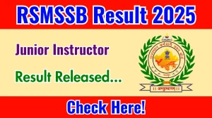 RSMSSB Junior Instructor Result 2025 Out at rssb.rajasthan.gov.in, Direct Link to Download Result PDF Here