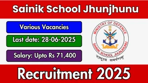 Sainik School Jhunjhunu Recruitment 2025 - Apply Offline for 15 PGT, Laboratory Assistant and Other Posts