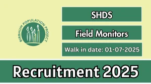 SHDS Field Monitors Recruitment 2025 – Walk in