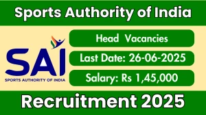 Sports Authority of India Head Recruitment 2025 - Apply Online for 01 Posts