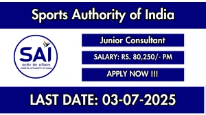 Sports Authority of India Junior Consultant Recruitment 2025 - Apply Online for 05 Posts Sports Authority of India Junior Consultant Recruitment 2025 - Apply Online for 05 Posts