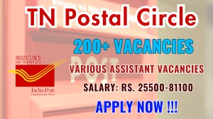 TN Postal Circle Recruitment 2025 - Apply Offline for 202 Postal Assistant, Sorting Assistant Posts TN Postal Circle Recruitment 2025 - Apply Offline for 202 Postal Assistant, Sorting Assistant Posts