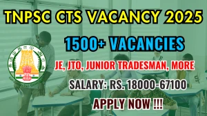 TNPSC CTS Recruitment 2025 - Apply Online for 1910 JTO, Junior Engineer and More Posts