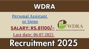 WDRA Personal Assistant or Steno Recruitment 2025 - Apply Offline for 01 Posts