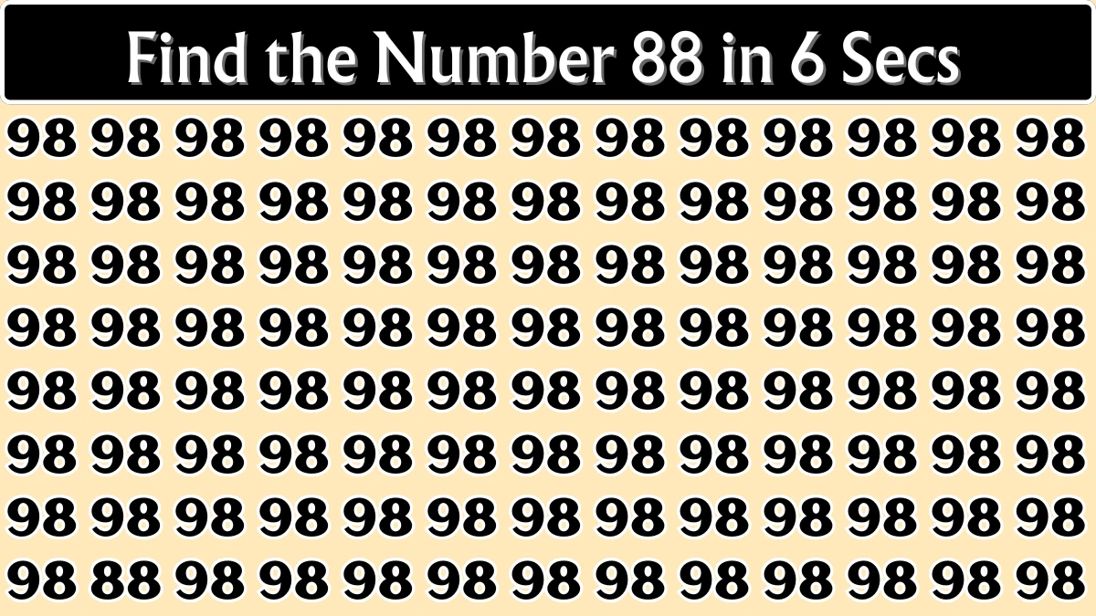You have eagle eyes and a sharp brain if you can spot 88 among 98’s in 6 seconds!