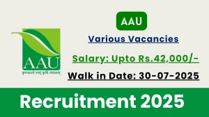 AAU Recruitment 2025 – Walk in for 03 JRF, Project Assistant and More Posts