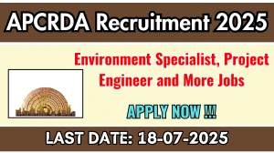APCRDA Recruitment 2025 - Apply Online for Environment Specialist, Project Engineer and More Posts APCRDA Recruitment 2025 - Apply Online for Environment Specialist, Project Engineer and More Posts