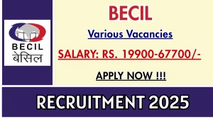 BECIL Recruitment 2025 - Apply Offline for 31 Assistant Engineer, Foreman and More Posts BECIL Recruitment 2025 - Apply Offline for 31 Assistant Engineer, Foreman and More Posts