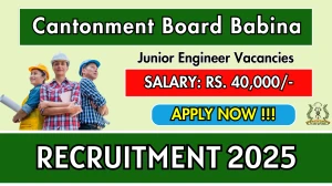 Cantonment Board Babina Junior Engineer Recruitment 2025 - Apply Offline Cantonment Board Babina Junior Engineer Recruitment 2025 - Apply Offline