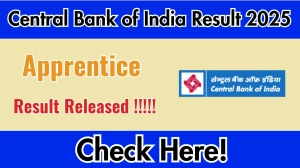 Central Bank of India Apprentice Result 2025 Out at centralbankofindia.co.in, Direct Link to Download Result PDF Here Central Bank of India Apprentice Result 2025 Out at centralbankofindia.co.in, Direct Link to Download Result PDF Here