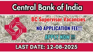 Central Bank of India BC Supervisor Recruitment 2025 - Apply Offline for 04 Posts