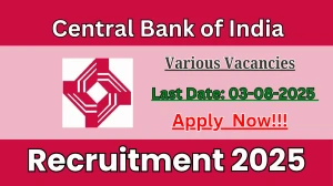 Central Bank of India Recruitment 2025 - Apply Offline for 06 Faculty, Office Assistant and More Posts
