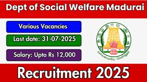 Department of Social Welfare Madurai Recruitment 2025 - Apply Offline for 03 Multipurpose Helper, Security Guard Posts