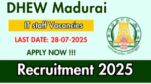 DHEW Madurai IT staff Recruitment 2025 - Apply Offline