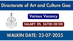 Directorate of Art and Culture Goa Recruitment 2025 – Walk in for Music Trainer, Cultural Organiser and More Posts Directorate of Art and Culture Goa Recruitment 2025 – Walk in for Music Trainer, Cultural Organiser and More Posts