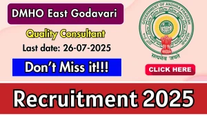 DMHO East Godavari Quality Consultant Recruitment 2025 - Apply Offline