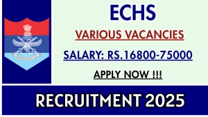 ECHS Recruitment 2025 - Apply Offline for 16 Driver, Safaiwala and More Posts