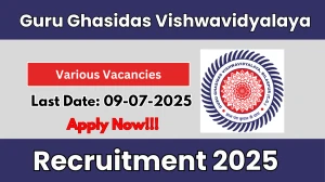 Guru Ghasidas Vishwavidyalaya Recruitment 2025 - Apply Offline for 06 Project Associates, Laboratory Assistant Posts