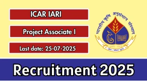 ICAR IARI Project Associate I Recruitment 2025 - Apply Offline for 01 Posts