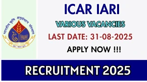 ICAR IARI Recruitment 2025 - Apply Offline for JRF, Scientific Administrative Assistant/ Field Worker Posts ICAR IARI Recruitment 2025 - Apply Offline for JRF, Scientific Administrative Assistant/ Field Worker Posts