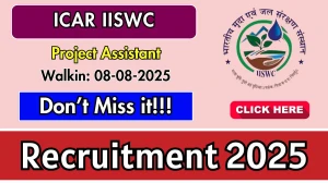 ICAR IISWC Project Assistant Recruitment 2025 – Walk in
