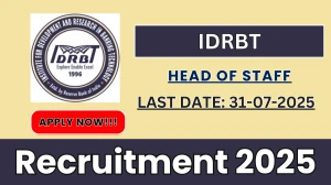 IDRBT Head of Staff Recruitment 2025 - Apply Online
