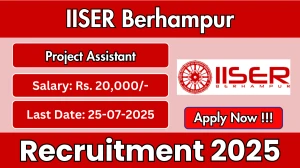 IISER Berhampur Project Assistant Recruitment 2025 - Apply Offline