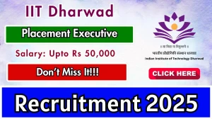 IIT Dharwad Placement Executive Recruitment 2025 - Apply Online for 01 Posts