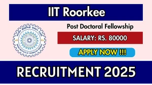 IIT Roorkee Post Doctoral Fellowship Recruitment 2025 - Apply Offline