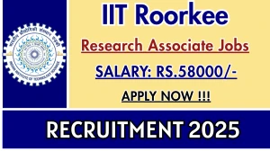 IIT Roorkee Research Associate Recruitment 2025 - Apply Offline