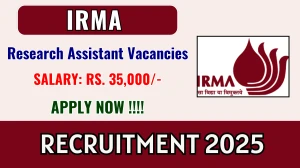 IRMA Research Assistant Recruitment 2025 - Apply Online IRMA Research Assistant Recruitment 2025 - Apply Online