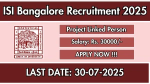 ISI Bangalore Project Linked Person Recruitment 2025 - Apply Offline