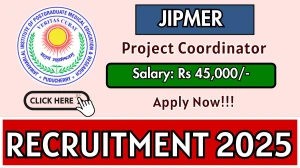 JIPMER Project Coordinator Recruitment 2025 - Apply Offline