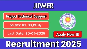 JIPMER Project Technical Support III Recruitment 2025 - Apply Offline