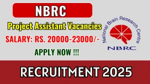 NBRC Project Assistant Recruitment 2025 - Apply Offline NBRC Project Assistant Recruitment 2025 - Apply Offline