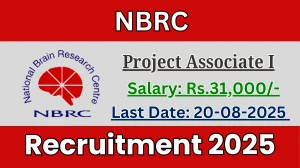 NBRC Project Associate I Recruitment 2025 - Apply Offline