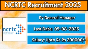 NCRTC Dy General Manager Recruitment 2025 - Apply Online