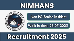 NIMHANS Non PG Senior Resident Recruitment 2025 – Walk in