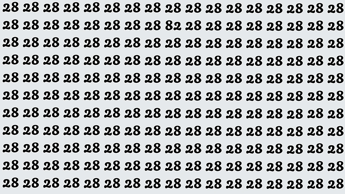Observation Find it Out: Within 8 Seconds Spot The Number 82 among 28