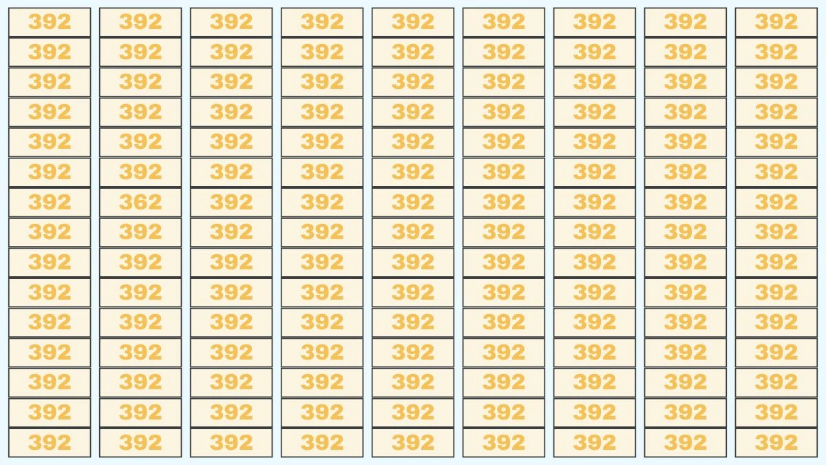 Optical Illusion 7 Seconds Challenge: Only People with Eagle Eyes Can spot the Number 362 among 392