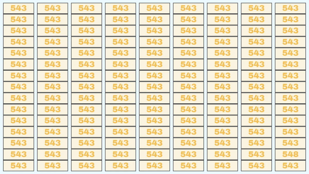 Optical Illusion 8 Seconds Challenge: Only People with Eagle Eyes Can spot the Number 548 among 543