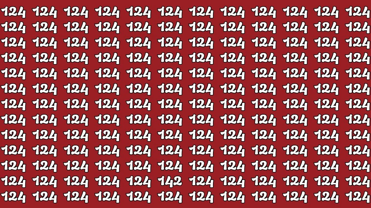Optical Illusion: Only eagle eyes can find the number 142 in this sea of 124s in under 6 seconds