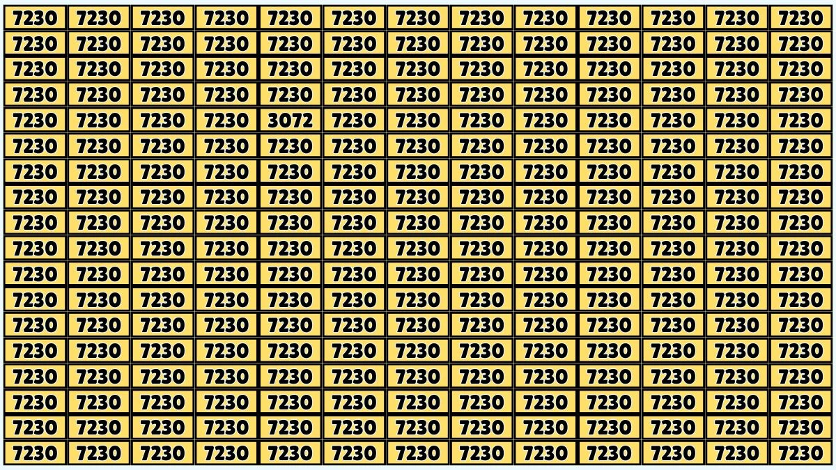 Optical Illusion Puzzle IQ Test: Within 9 Seconds Spot The Number 3072 among 7230
