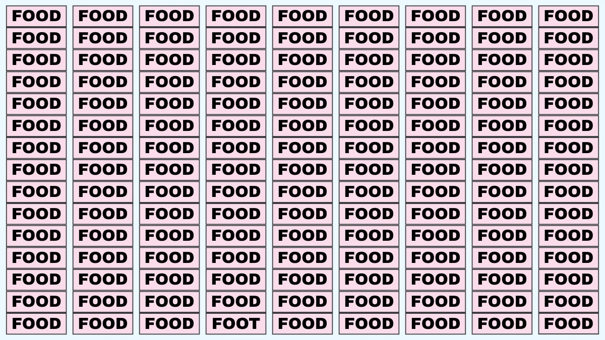 Optical Illusion Visual Test: Within 5 Seconds Spot The Word FOOT among FOODs