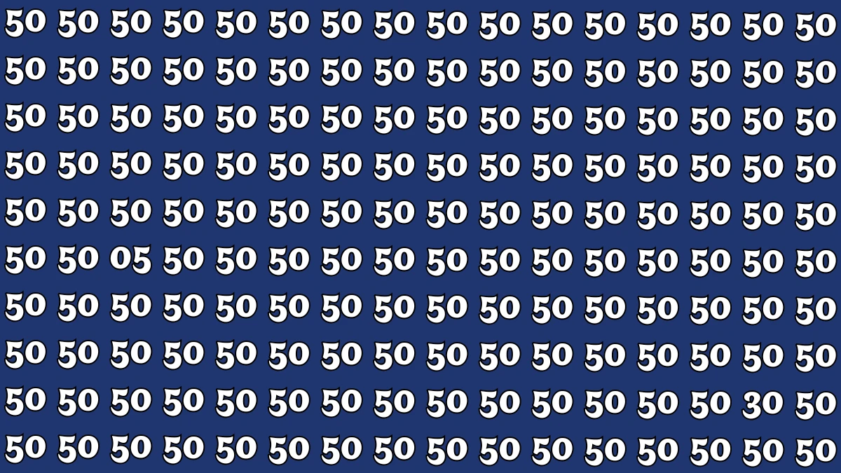 Optical Illusion: Within 5 Seconds Spot The Number 05 and 30 among 50
