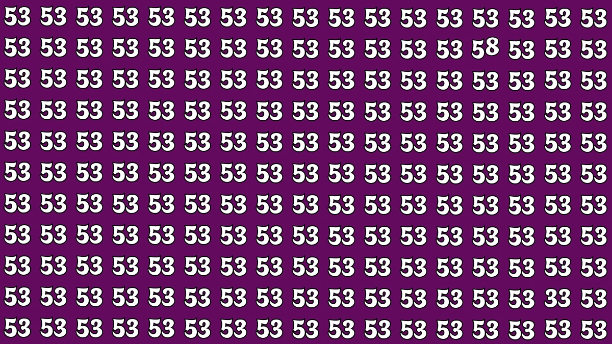 Optical Illusion: Within 5 Seconds Spot The Number 33 and 58 among 53